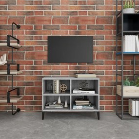 813150 vidaXL ТВ шкаф с метални крака, сив сонома, 69,5x30x50 см