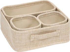 Комплект от 4 коша за съхранение 5five, Полиестер, Бежови