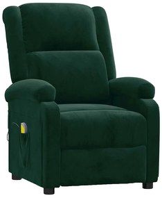 342412 vidaXL Масажен стол, тъмнозелен, кадифе