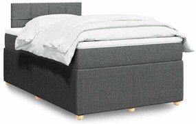3287424 vidaXL Боксспринг легло с матрак, тъмносиво, 120x200 см, плат