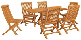 3059594 vidaXL Градински трапезен комплект, 7 части, тиково дърво масив