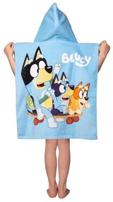 Синьо памучно детско пончо размер 3-8 години Bluey Skate – Jerry Fabrics