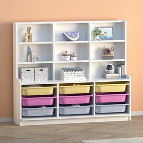 Библиотека Obia TopMebel от меламин с 9 чекмеджета в бял цвят 132.6x30x115cm