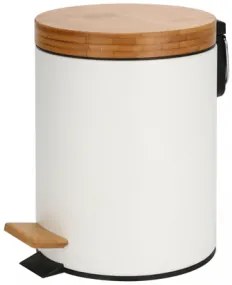 Кош с педал и бамбуков капак 5L бял (99033-004-W)
