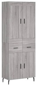 3199895 vidaXL Висок шкаф, сив сонома, 69,5x34x180 см, инженерно дърво