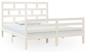 3101294 vidaXL Рамка за легло, бяла, борово дърво масив, 160х200 см