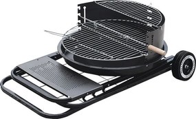 Барбекю на дървени въглища Master Grill & Party MG925, 54.5 см, Емайлиран корпус, Регулируема решетка, Сгъваемо, Колела, Черен