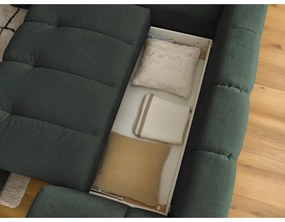 Зелен сгъваем/с място за съхранение ъглов диван (ляв ъгъл/L форма) Fuji – Bobochic Paris