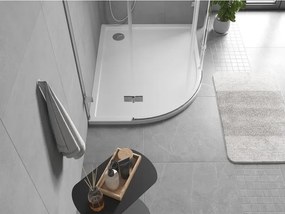 Mexen Flow полукръгъл асиметричен slim десен 100 x 80 см, бял гланц - 46Q108010R
