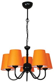 Полилей ТУИСТ, черен, абажури Шинц Оранж, 5xE27