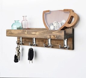 Aos TopMebel дървена стенна закачалка в цвят орех, 40x11x11 см.