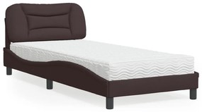 3208509 vidaXL Легло с матрак, тъмнокафяво, 90x200 см, плат