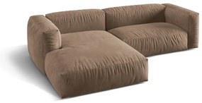 Светлокафяв кадифен модулен ъглов диван (ляв ъгъл) Martina – Micadoni