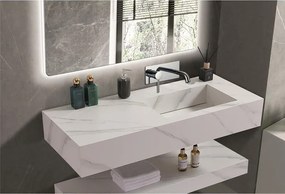 Мивка за баня PIETRA 12049/120W RIGHT БЕЗ ОТВОР, стенен монтаж, кварц, бял мат, 120x50x18см