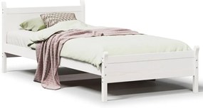 855616 vidaXL Рамка за легло без матрак, бял, 75x190 см, борово дърво масив