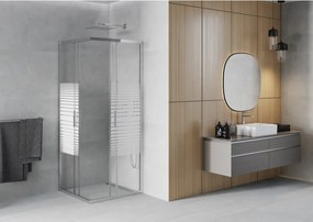 Mexen Rio квадратна душ кабина 80 x 80 см, бели ивици, хром - 860-080-080-01-20