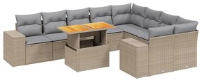 3272795 vidaXL Градински диван с възглавници, 10 части, бежов полиратан