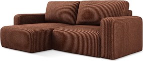 Теракотен сгъваем/с място за съхранение ъглов диван от рипсено кадифе (ляв ъгъл) Kona – Makamii