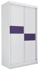 Гардероб с плъзгащи врати ADRIANA + Безшумна система, 150x216x61, бял/лилаво стъкло