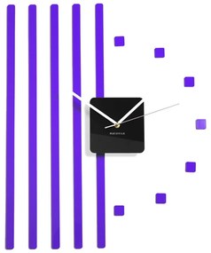 Самозалепващ стенен часовник с ивици лилаво