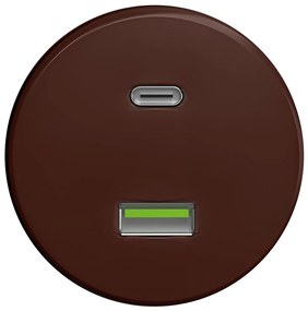 Kliklap - Ретро USB гнездо A+C без рамка кафяво