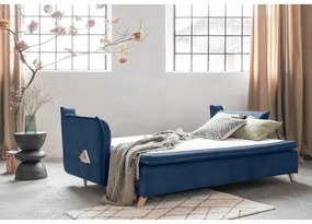 Тъмносин кадифен разтегателен диван 225 cm Charming Charlie – Miuform