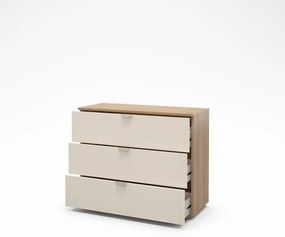 Кремаво-естествен скрин от декор от дъб 100x80x40 cm Dennis – Marckeric