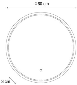 Модерно огледало за баня 60 см с LED и сензорен димер - Sebas