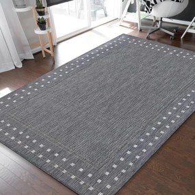 Луксозен двустранен сив килим с декоративен ръб Ширина: 120 см | Дължина: 170 см
