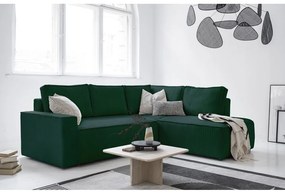 Тъмнозелен разтегателен ъглов диван от рипсено кадифе (десен ъгъл) Brave Dave – Miuform