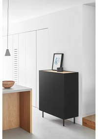 Черен висок скрин от декор от дъб 95x120 cm Arista – Teulat