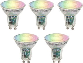 Комплект от 5 интелигентни GU10 50 LED крушки Ярки RGBW 4.5W 350 lm 2700-6000K