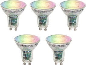 Комплект от 5 смарт GU10 50 LED крушки прозрачни RGBW 4.5W 350 lm 2700-6000K