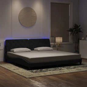 3213875 vidaXL Рамка за легло с LED осветление без матрак, черна, 200x200 см, кадифе