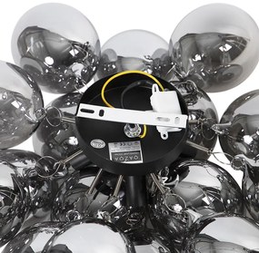 Дизайнерски таванна лампа черна с димно стъкло 4-светлина - Uvas