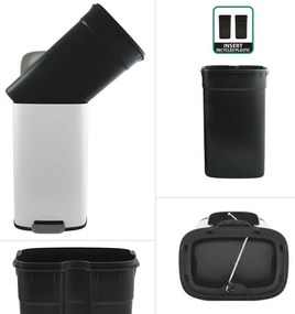 Стоманено кошче за боклук с педал в матово бял цвят 50 l Akira – Spirella