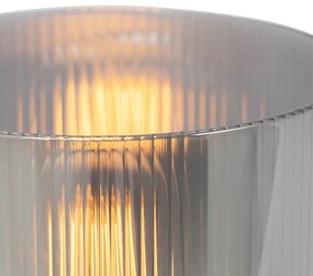 Лампа за маса в стил арт деко черна с опушено стъкло - Laura