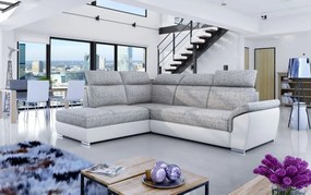 Ъгъл диван Lorenzo-Left-White - Light gray