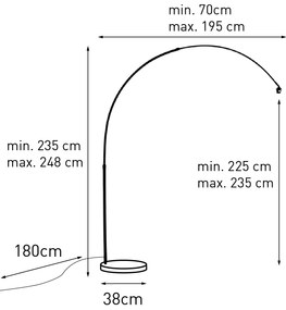 Модерна аркова лампа стомана с мраморна основа - XXL