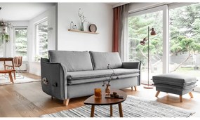 Сив сгъваем диван 225 cm Charming Charlie – Miuform