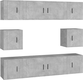 3188674 vidaXL Комплект ТВ шкафове от 8 части, бетонно сив, инженерно дърво