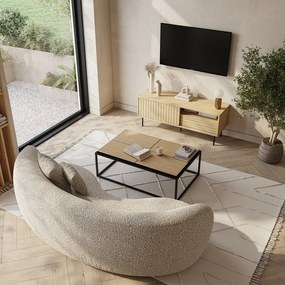 Масичка за кафе с дъбов плот в черен и естествен цвят 75x120 cm Douro - TemaHome