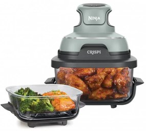 Фритюрник с горещ въздух преносим 4в1 Ninja CRISPi FN101EUSG, 1700W, 3.8l, 6 порции, 2 стъклени контейнера, 4 програми, Без PFAS и BPA, Зелен