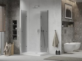 Mexen Lima Душ кабина Duo сгъваема 80 x 70 см, прозрачна, хром + тава Flat