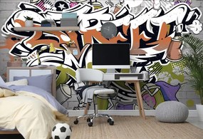 Тапет – Оранжев надпис Street Art със спрейове