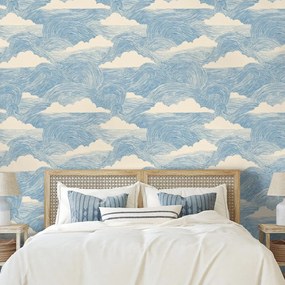 Тапет – Сини вълни с бели облаци