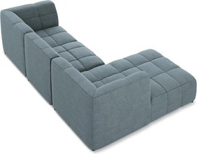 Син ъглов диван от прежда с примки от букле (ляв ъгъл) Aloha – Makamii