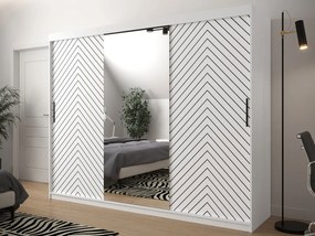 Плъзгащ се гардероб Jodelka с Огледало-Leuko-Mauro-Дължина: 250 cm