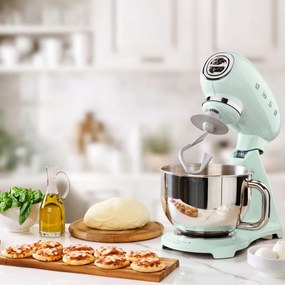 Планетарен миксер SMEG SMF03PGEU, 800 W, 4.8 л, 10 скорости, Функция за плавен старт, Крачета против хлъзгане, Пастелно зелен