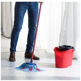 Комплект за почистване на под Vileda Super Mocio, 3 части, 10 л, Отцеждащ механизъм, Червен